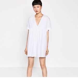 [ Zara ] white poplin baby doll romper